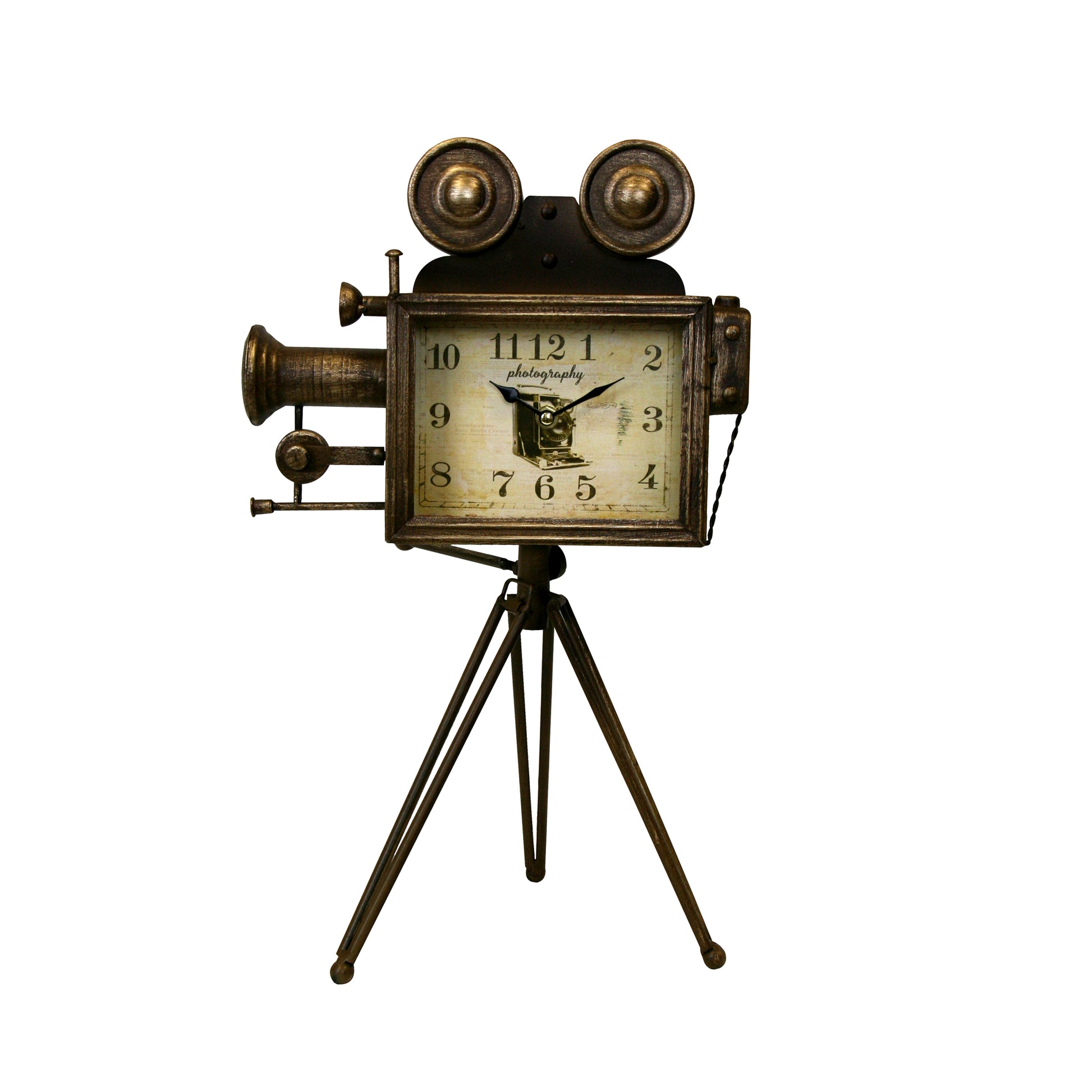 Tripod Film Projector Table Clock