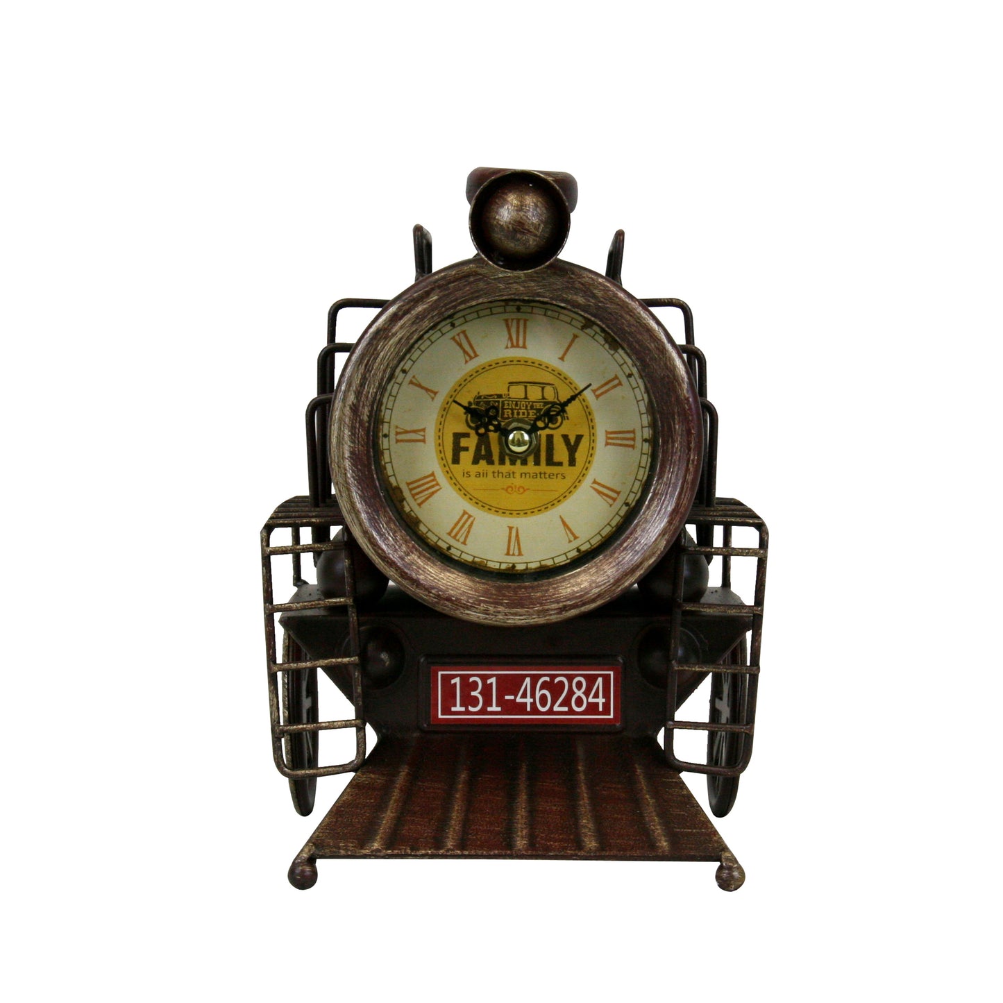 Family Is All That Matters Face Plate With Roman Numerals Locomotive Front Table Clock