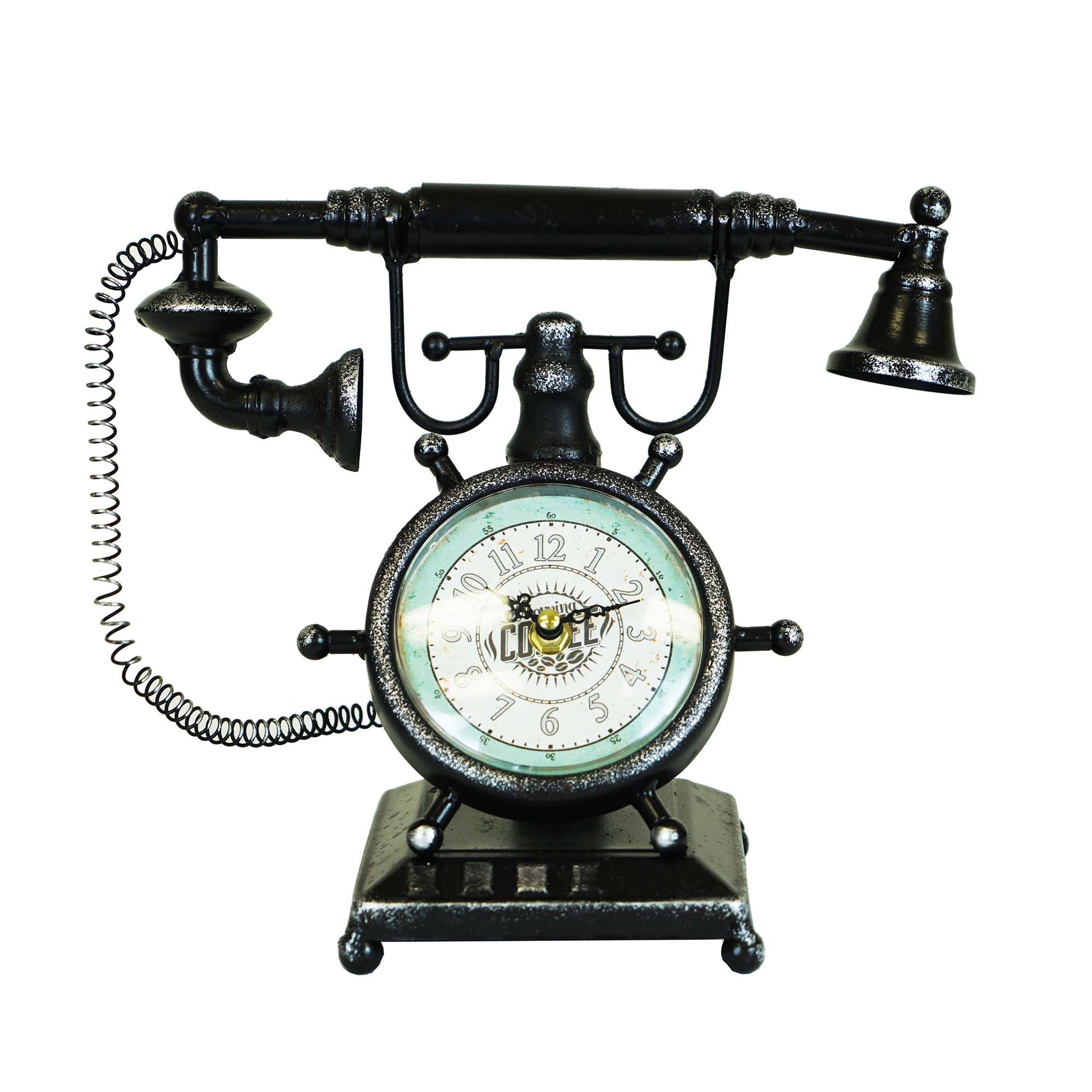 Distressed Brown Vintage Telephone Table Clock