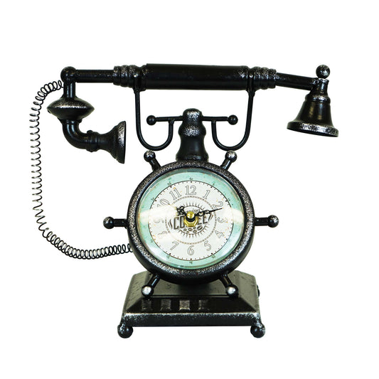 Distressed Brown Vintage Telephone Table Clock