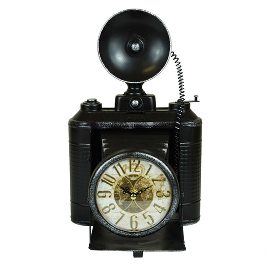 Classic Camera With Flash Bulb Table Clock