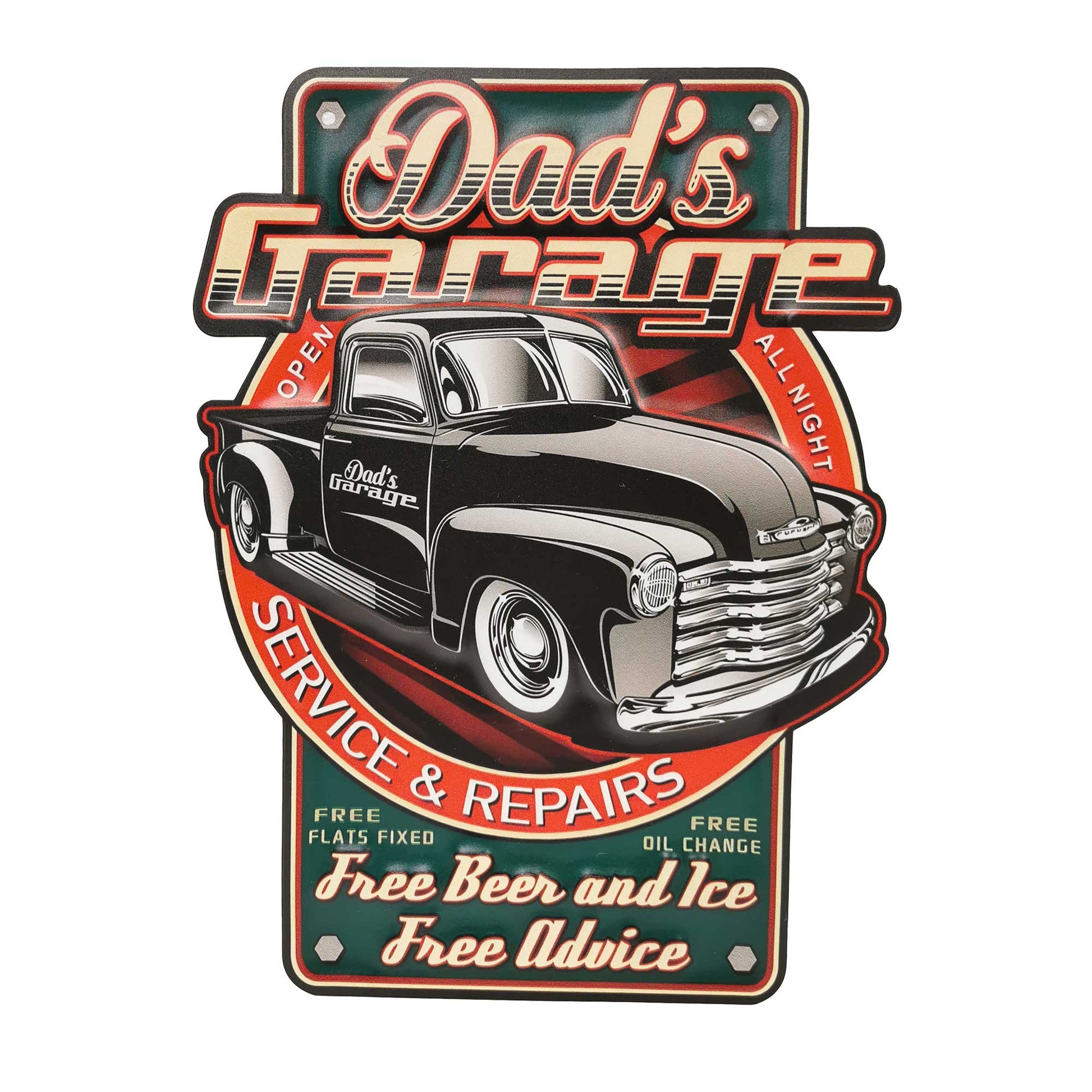 Dads Garage With Vintage Pick Up And Text Sign