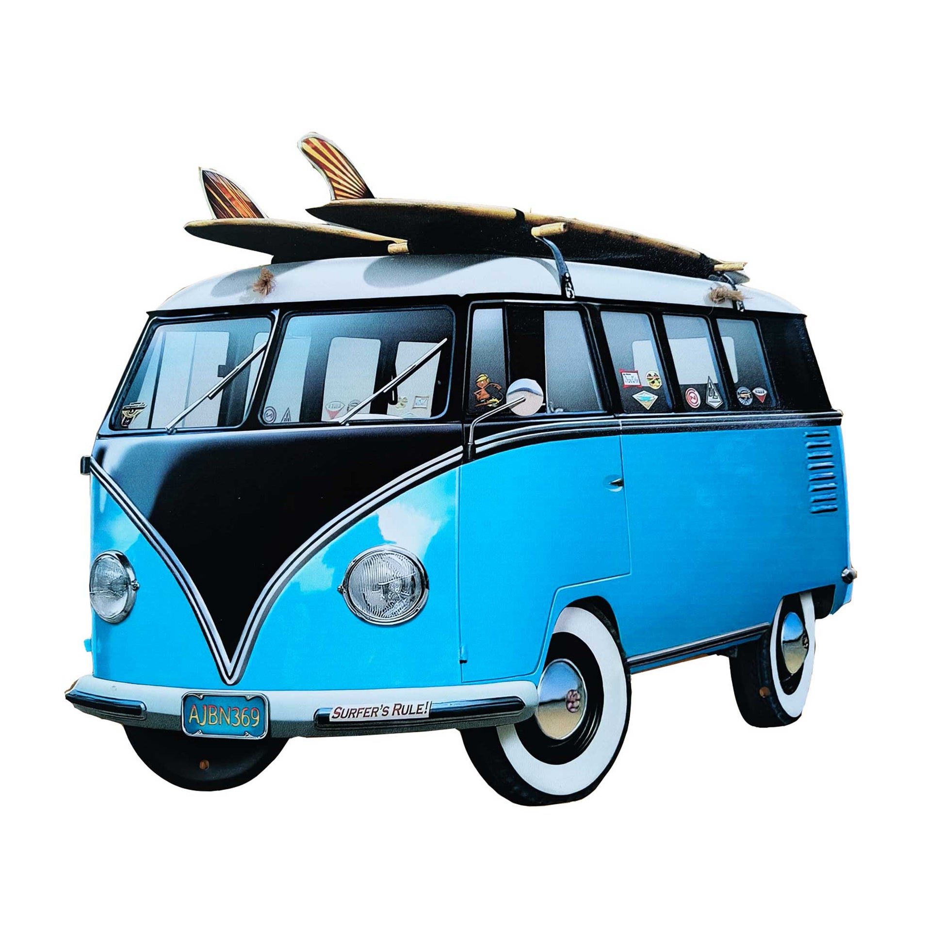 Camper Bus With Surfboards On Roof Sign