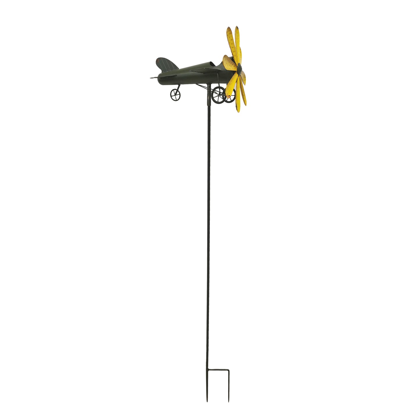 Vintage Airplane With Rotating Propeller Garden Stake
