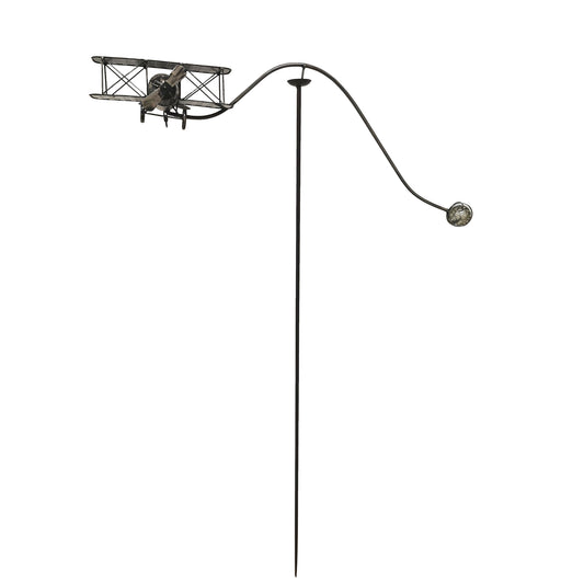 Vintage Airplane With Wind Sock Garden Stake
