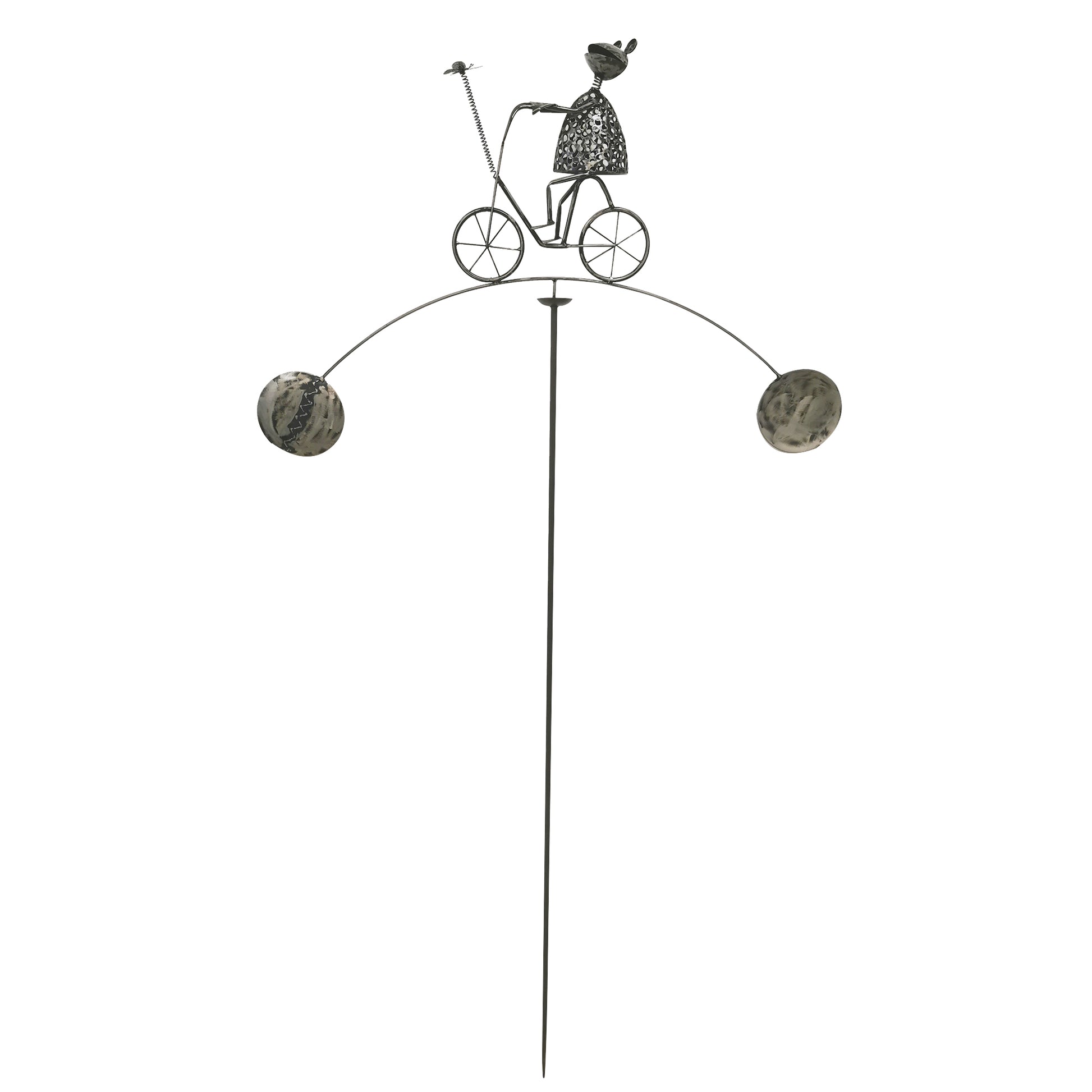 Frog And Butterfly On A Bike Garden Stake