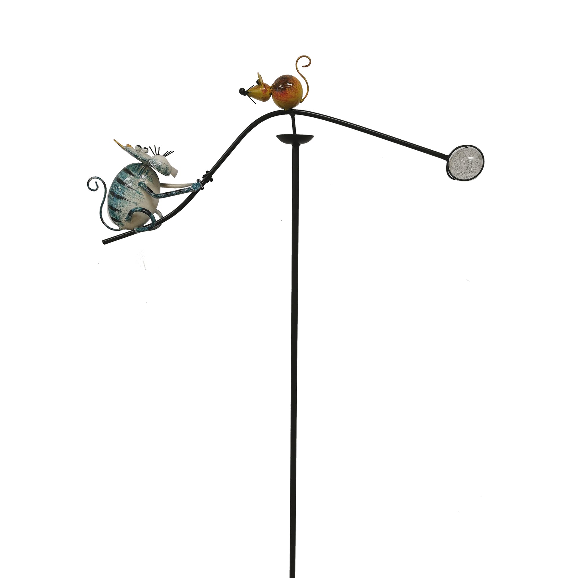 Cat Chasing A Mouse Garden Stake