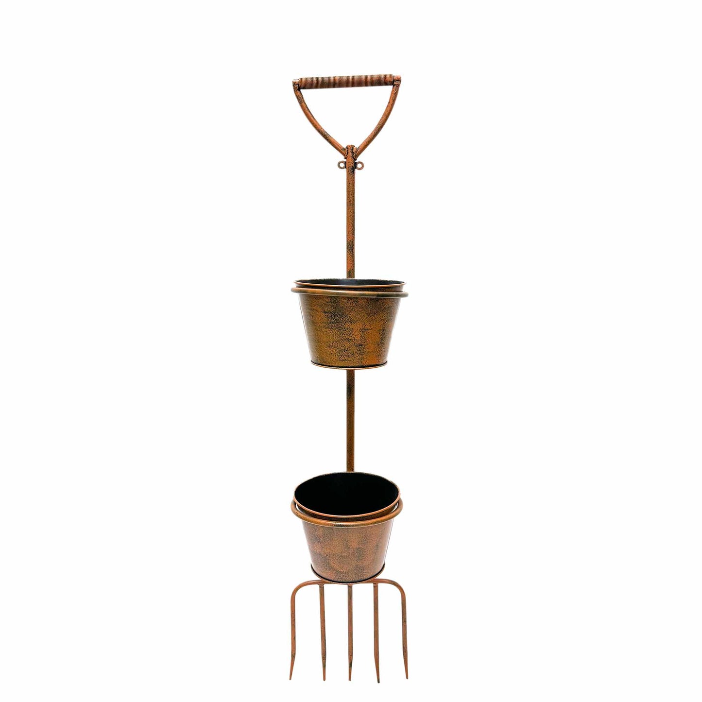 Pitchfork Shape With 2 Pots Wall Plant Stand
