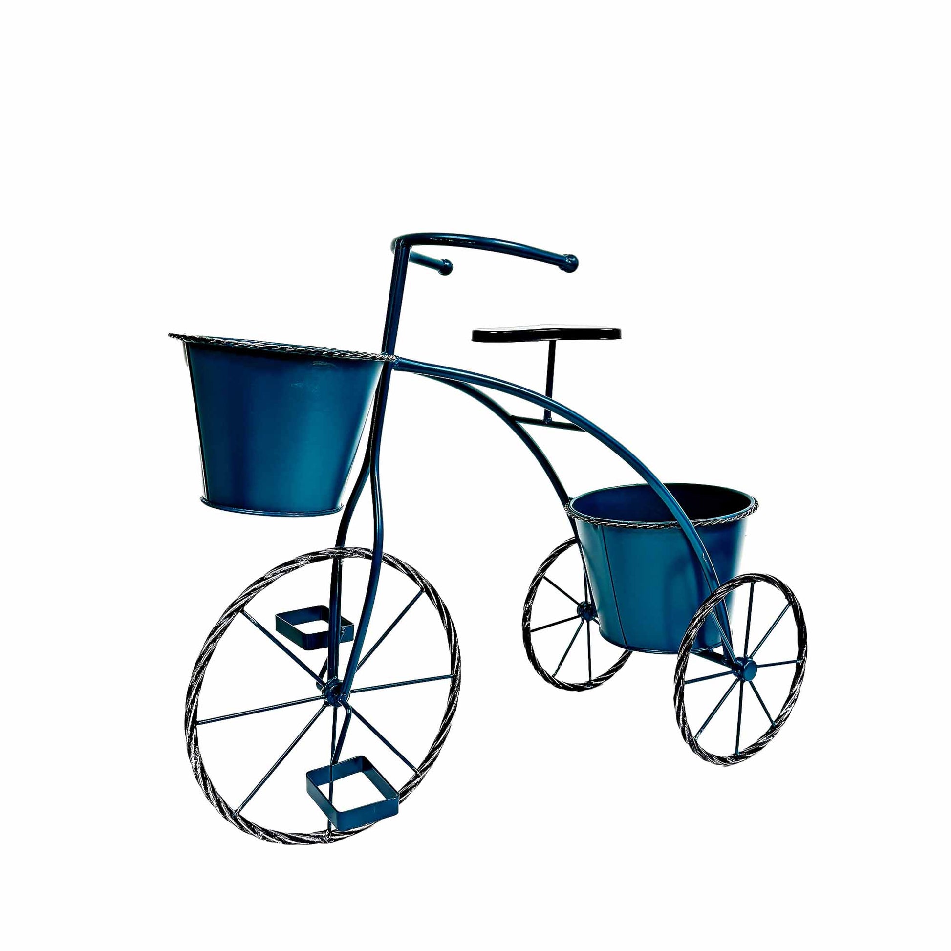Turquoise Tricycle With 2 Pots Plant Stand
