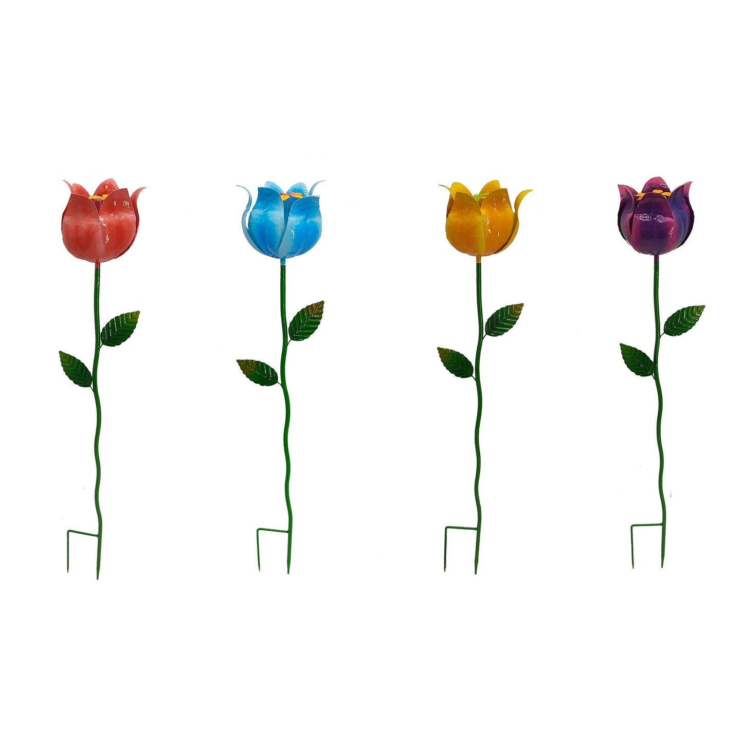 Set Of 4 Assorted Colors Tulips Stake