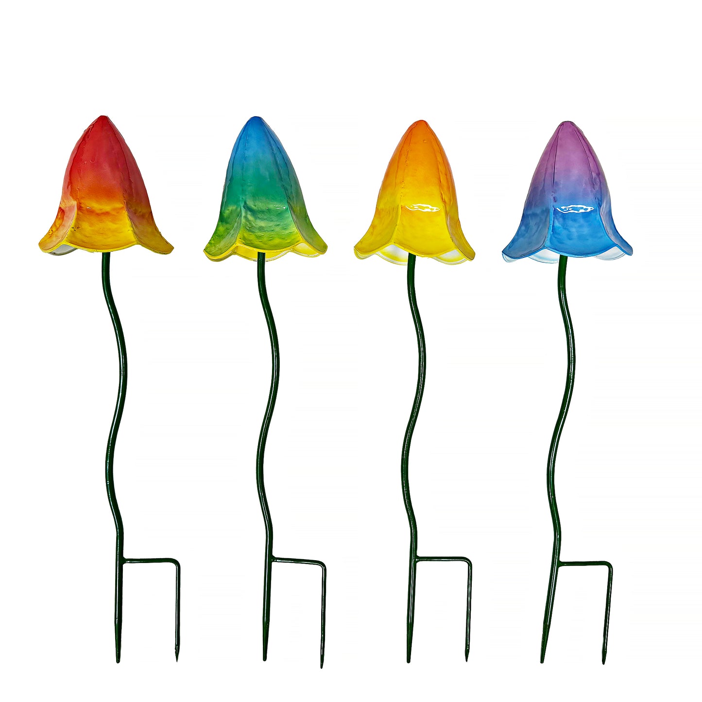 Set Of 4 Assorted Colors Mushroom Garden Stake
