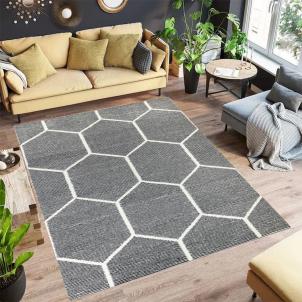 Joris Black And White Geometric Pattern Handmade Wool Area Rug