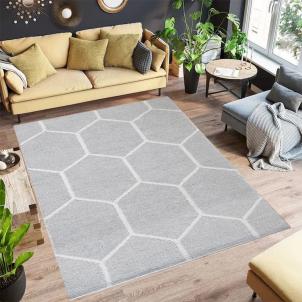 Joris Gray And White Geometric Pattern Handmade Wool Area Rug