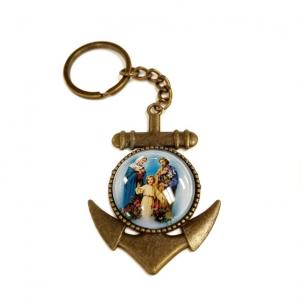 Antique Finish Holy Family Anchor Key Chain