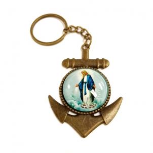 Antique Finish Immaculate Mary Anchor Key Chain