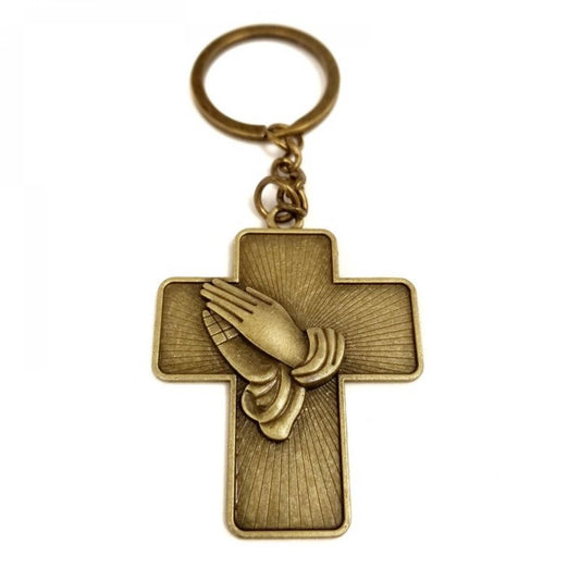 Praying Hands On A Cross Key Chain