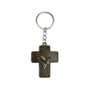 Praying Hands On A Cross Key Chain