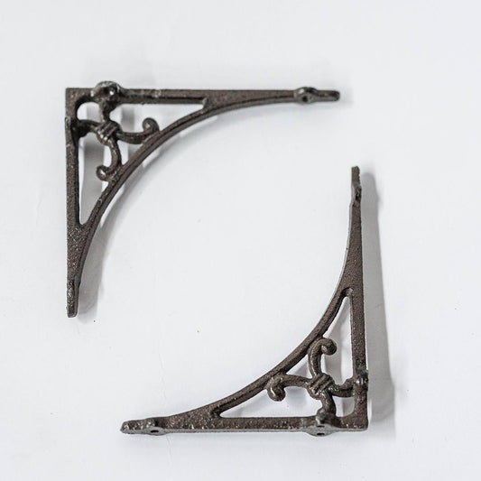 Set Of 2 Brown Cast Iron Shelf Bracket