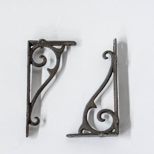 Set Of 2 Dark Brown Cast Iron Shelf Bracket