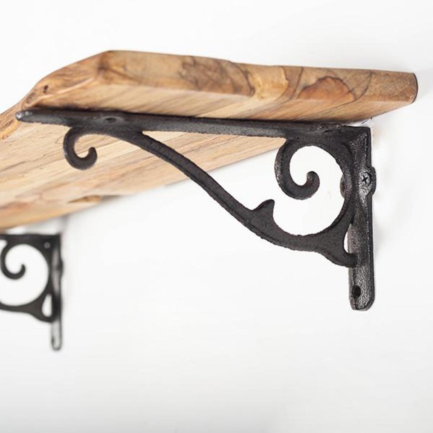 Set Of 2 Dark Brown Cast Iron Shelf Bracket