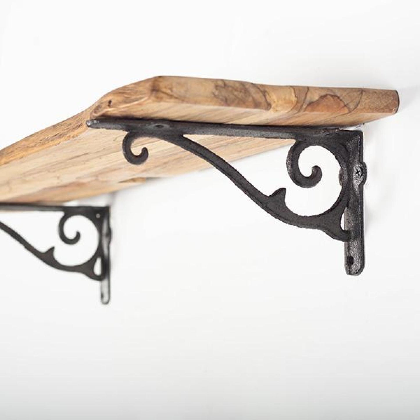 Set Of 2 Dark Brown Cast Iron Shelf Bracket