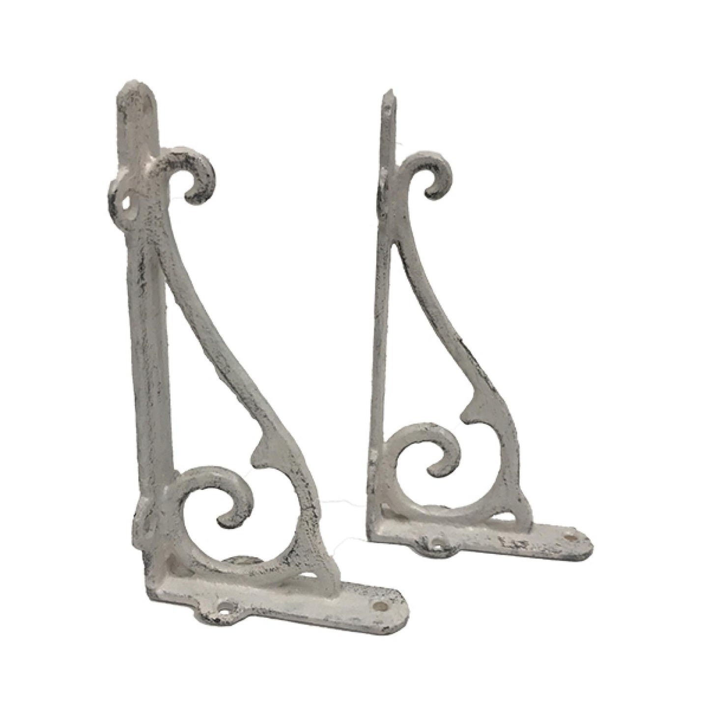 Set Of 2 Antique Cream Cast Iron Shelf Bracket