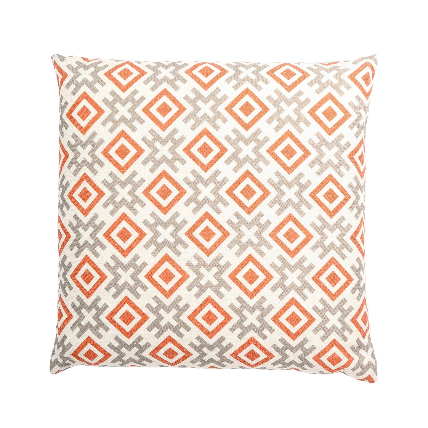 Kyoto White With Gray And Orange Pattern And Polyester Insert Pillow