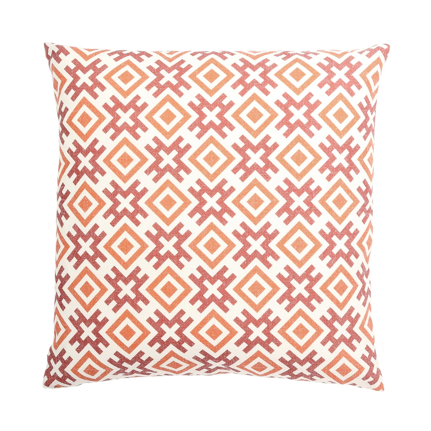 Kyoto White With Orange Patterns And Polyester Insert Pillow