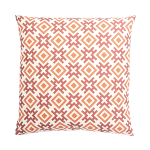 Kyoto White With Orange Patterns And Polyester Insert Pillow