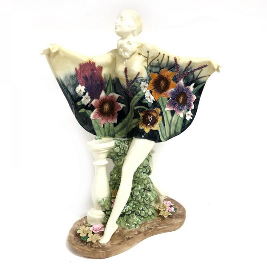 Lady With Floral Patterned Butterfly Wings Figurine