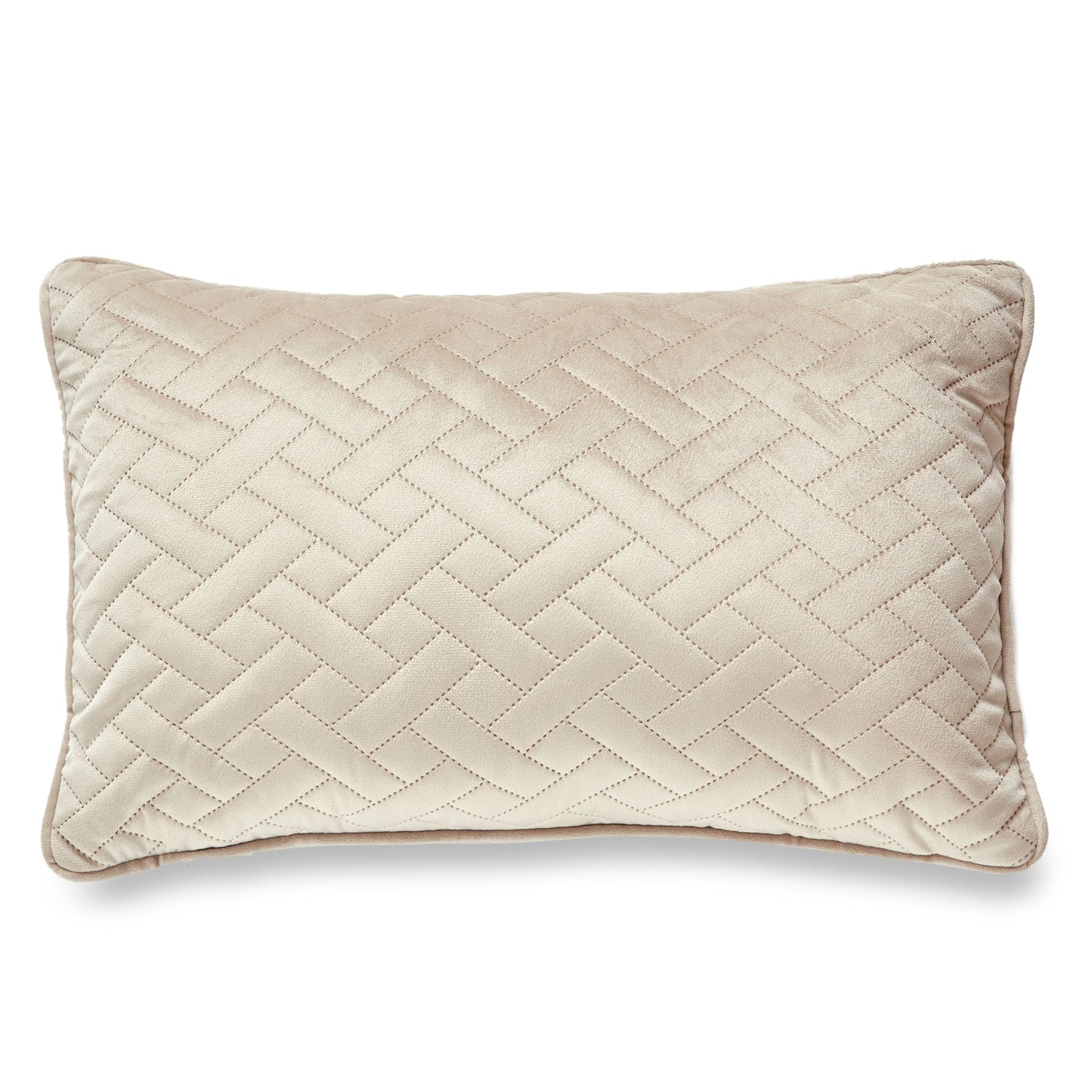 Beige Laser Embossed Chevron Pattern With Feather Down Insert Pillow