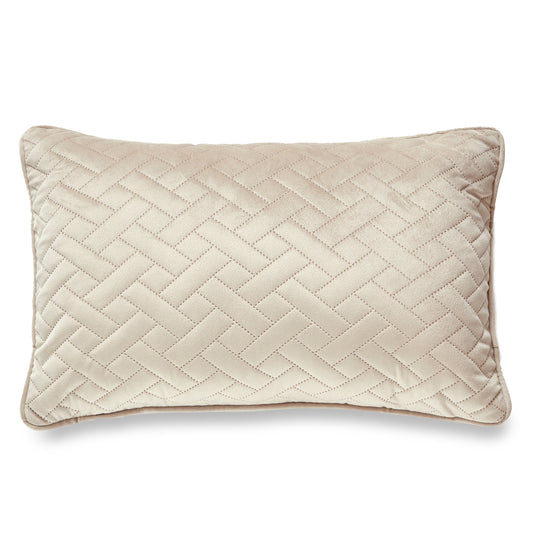 Beige Laser Embossed Chevron Pattern With Feather Down Insert Pillow