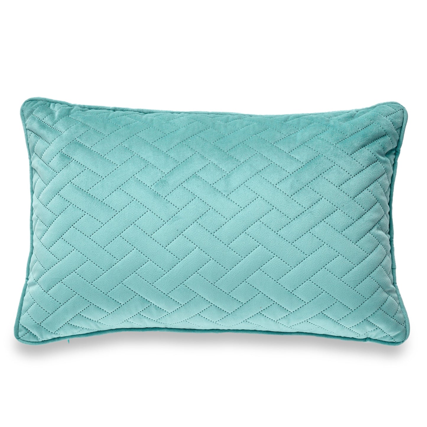 Green Laser Embossed Chevron Pattern With Feather Down Insert Pillow