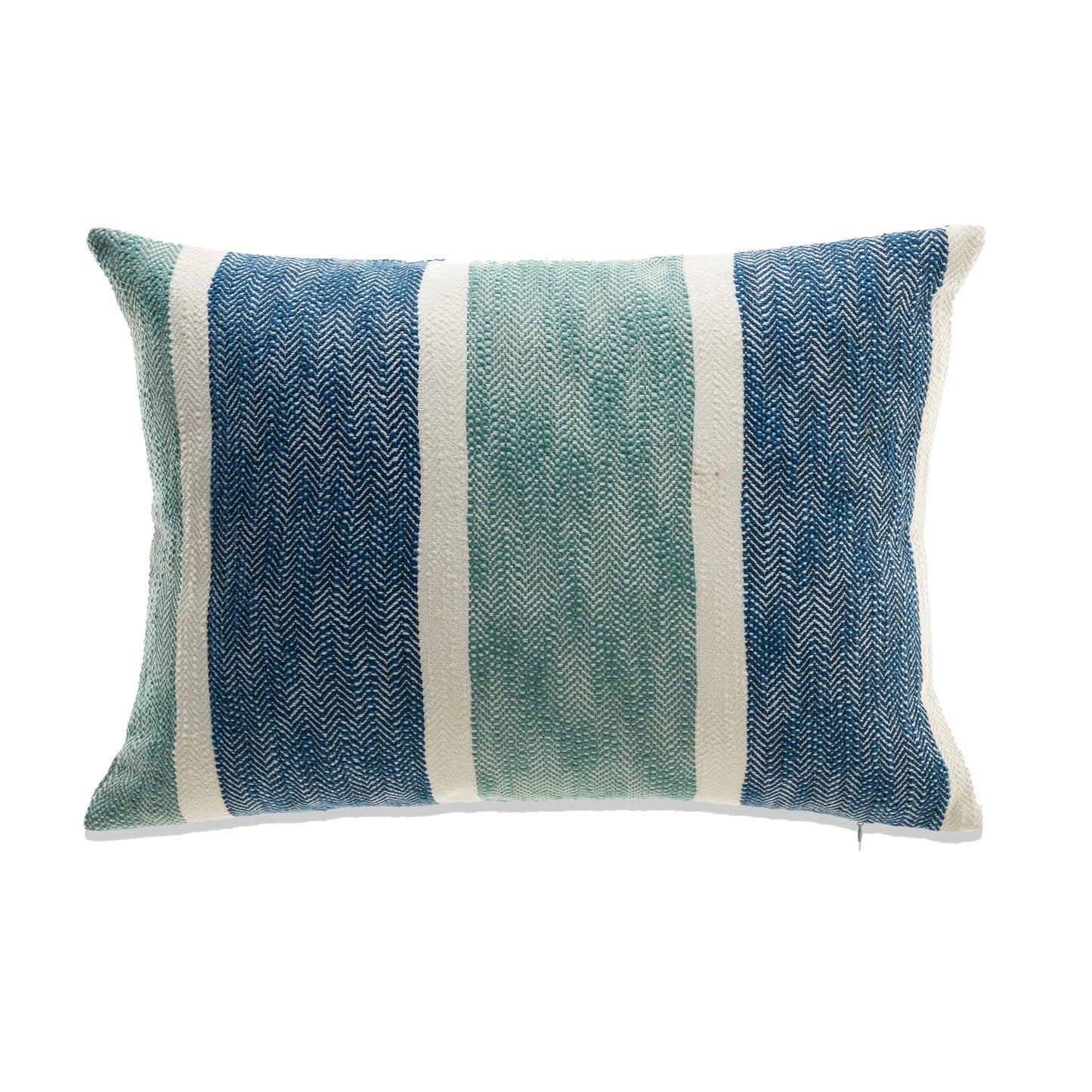 Blues And White Striped With Feather Down Insert Pillow