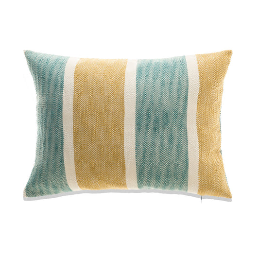 Orange, Blue And White Striped With Feather Down Insert Pillow