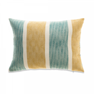 Orange, Blue And White Striped With Feather Down Insert Pillow