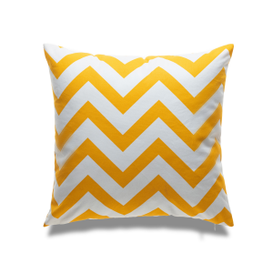 Bright Yellow And White Chevron Pattern With Feather Down Insert Pillow