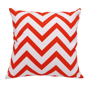 Red And White Chevron Pattern With Feather Down Insert Pillow