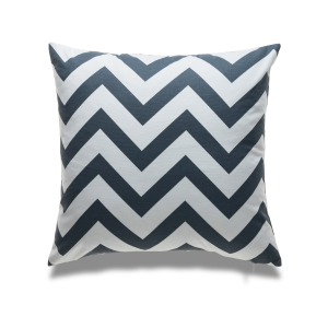 Navy Blue And White Chevron Pattern With Feather Down Insert Pillow