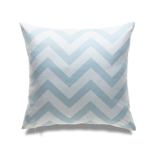 Sea Blue And White Chevron Pattern With Feather Down Insert Pillow