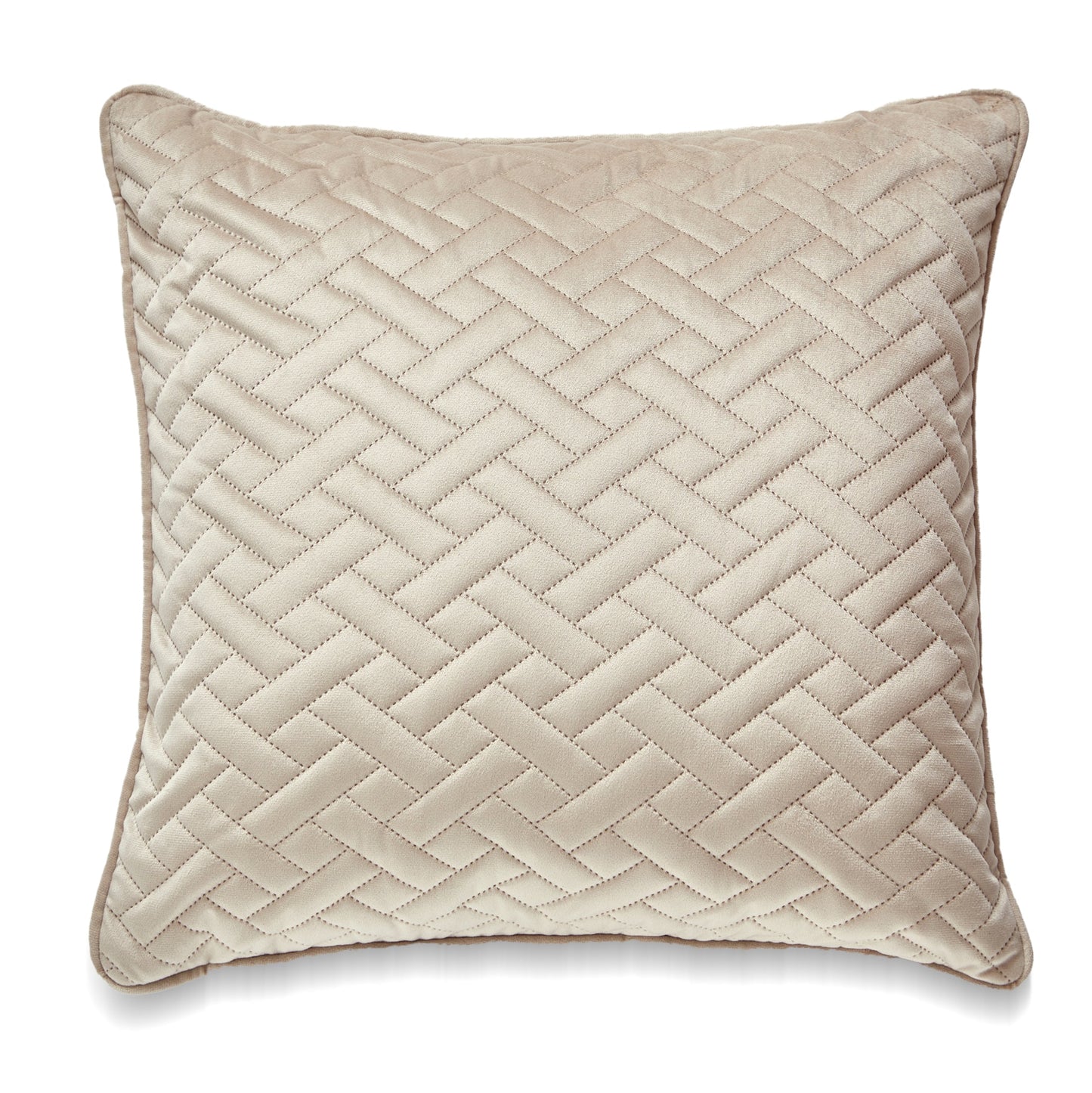 Square Beige Laser Embossed Chevron Pattern With Feather Down Insert Pillow