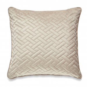 Square Beige Laser Embossed Chevron Pattern With Feather Down Insert Pillow