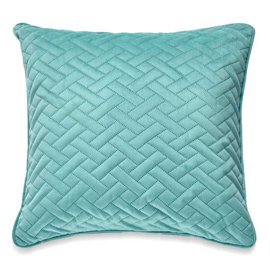 Square Green Laser Embossed Chevron Pattern With Feather Down Insert Pillow