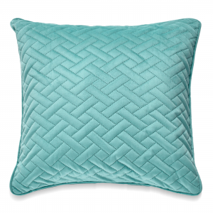 Square Green Laser Embossed Chevron Pattern With Feather Down Insert Pillow