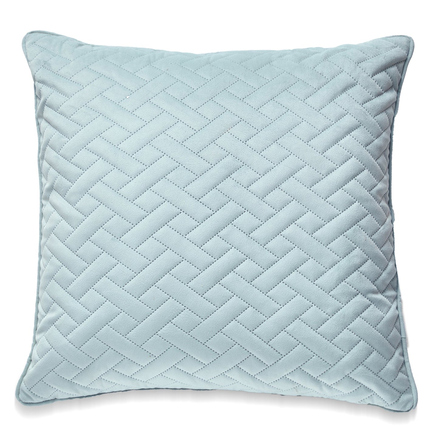 Square Light Blue Laser Embossed Chevron Pattern With Feather Down Insert Pillow