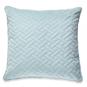 Square Light Blue Laser Embossed Chevron Pattern With Feather Down Insert Pillow