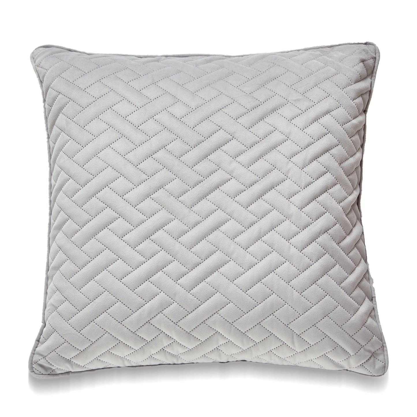 Square Light Gray Laser Embossed Chevron Pattern With Feather Down Insert Pillow