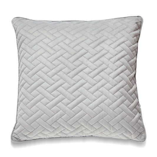 Square Light Gray Laser Embossed Chevron Pattern With Feather Down Insert Pillow