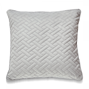 Square Light Gray Laser Embossed Chevron Pattern With Feather Down Insert Pillow