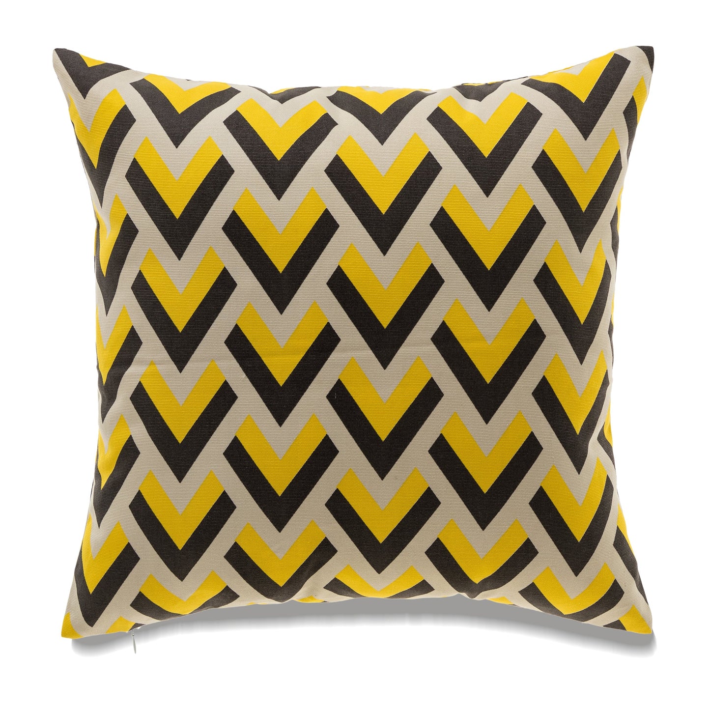 Yellow, Gray And Ivory Chevron Pattern With Feather Down Insert Pillow